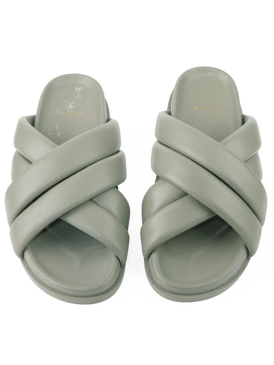 Anine Bing Shoes - ANINE BING Lizzie Leather Slide Sandals in Sage Green — Size 38 (US 7.5)